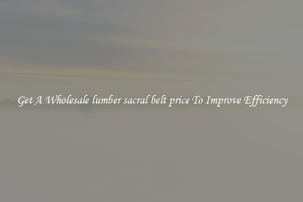 Get A Wholesale lumber sacral belt price To Improve Efficiency