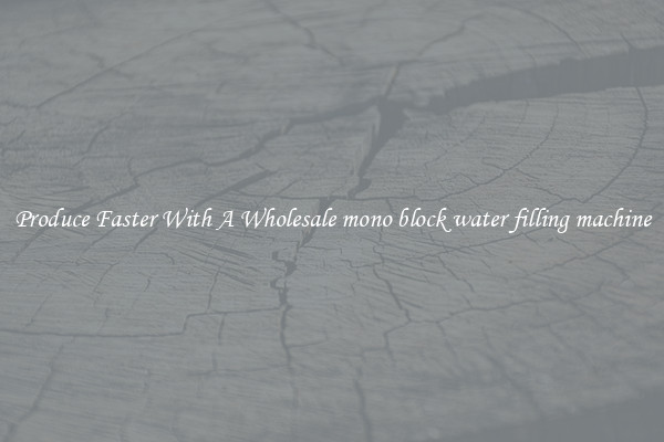Produce Faster With A Wholesale mono block water filling machine