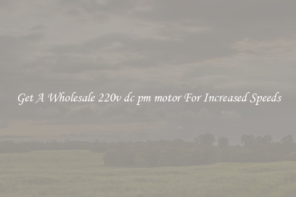 Get A Wholesale 220v dc pm motor For Increased Speeds